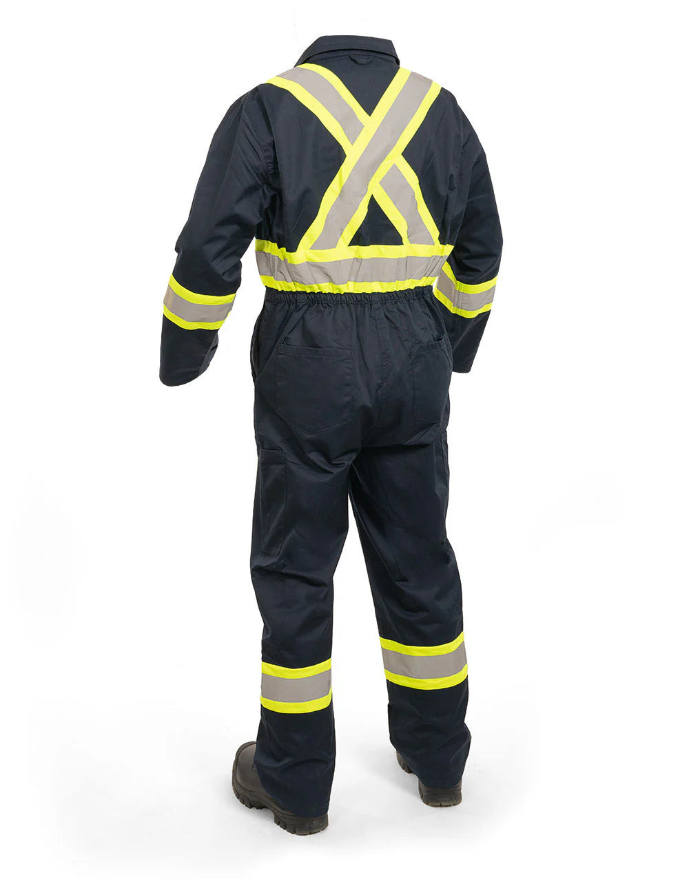 Hi Vis Navy Blue Poly/ Cotton Traffic Safety Coverall
