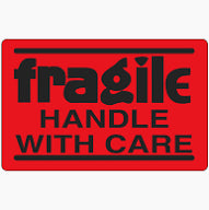 Fragile Handle with Care, 2" x 5"