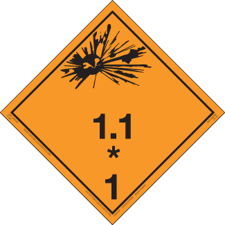 Hazard Class 1.1 – Explosive, Tagboard, Non-Worded Placard