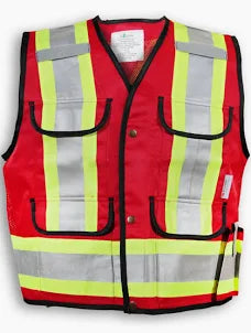 Red High Visibility Polyester Supervisor Safety Vest