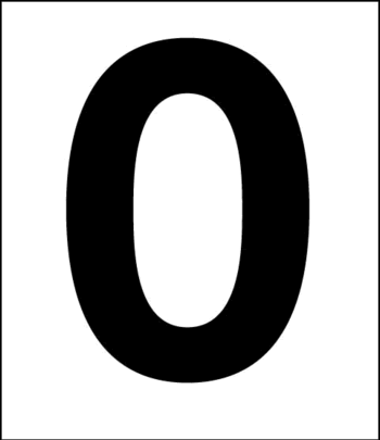 Number 0, 3-1/2", White Vinyl