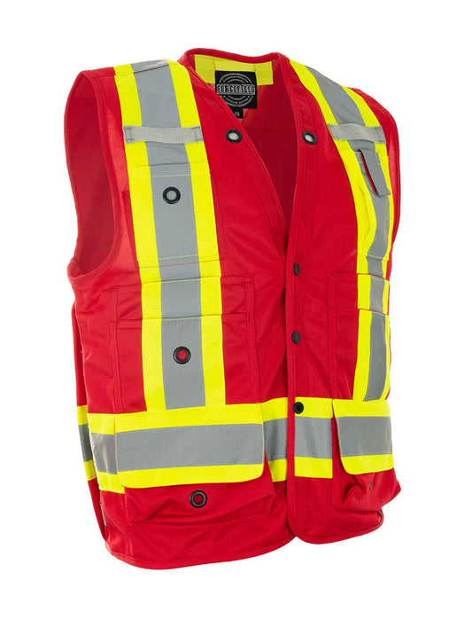 Hi Vis Safety Surveyor's Vest Red