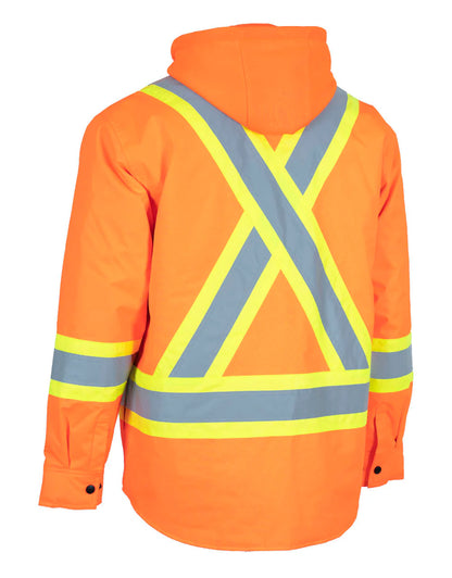 Hi-Vis Orange Hoodie Shacket With Detachable Hood