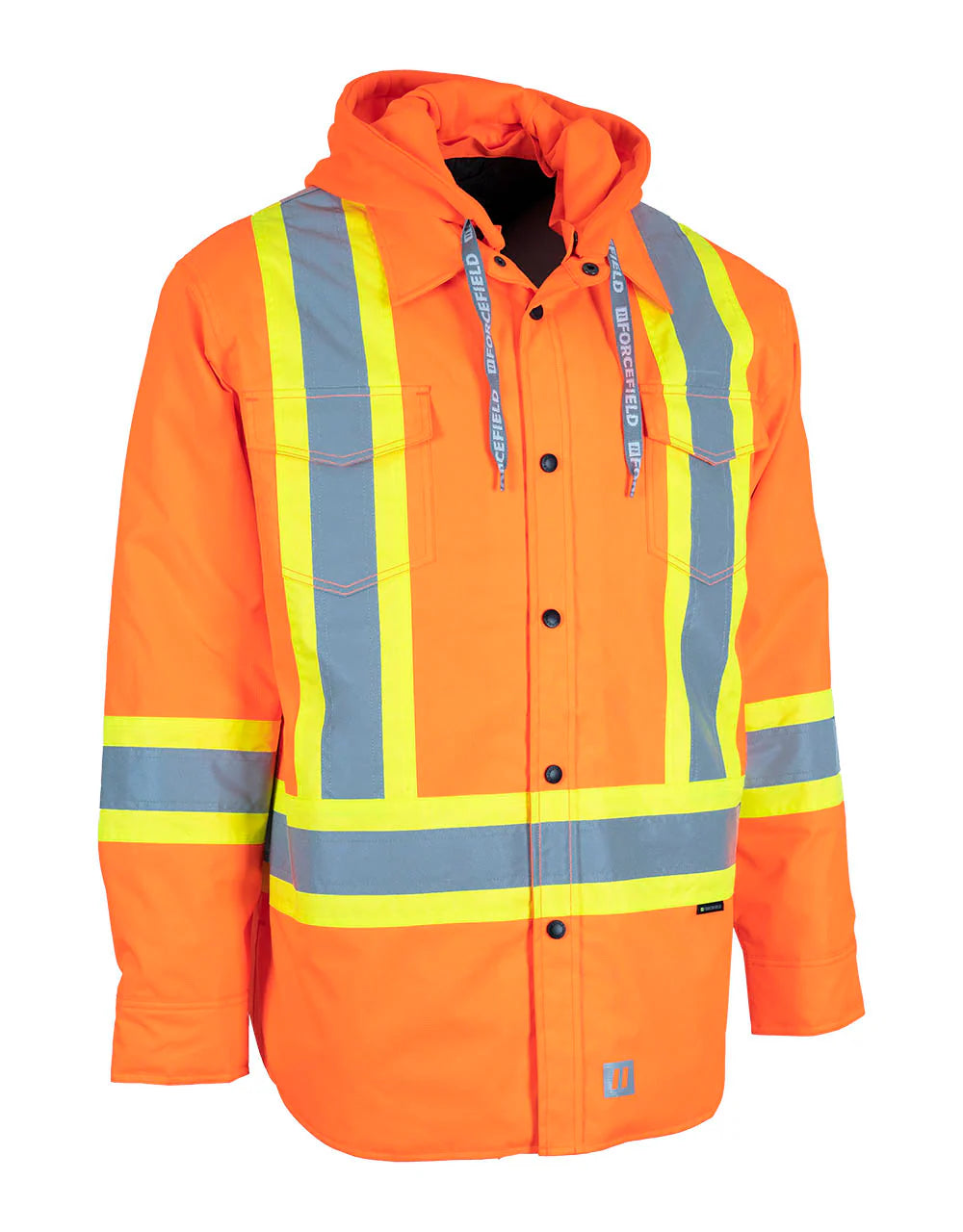 Hi-Vis Orange Hoodie Shacket With Detachable Hood