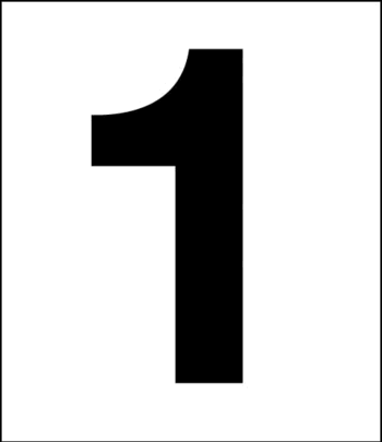 Number 1, 3-1/2", White Vinyl