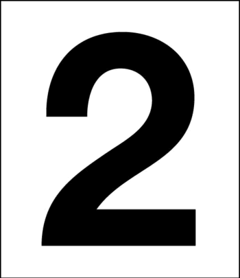 Number 2, 3-1/2", White Vinyl