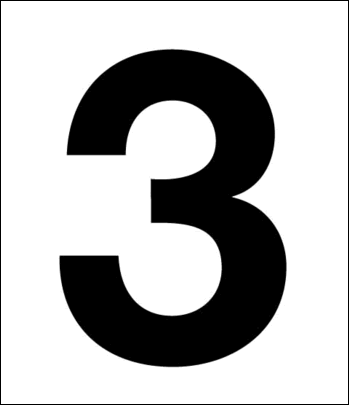 Number 3, 3-1/2", White Vinyl