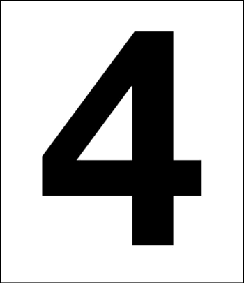 Number 4, 3-1/2", White Vinyl