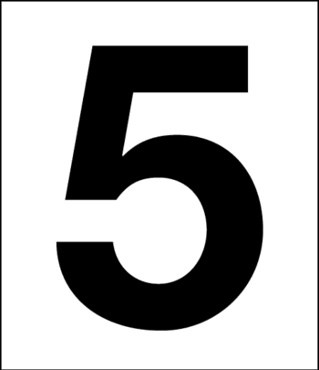 Number 5, 3-1/2", White Vinyl