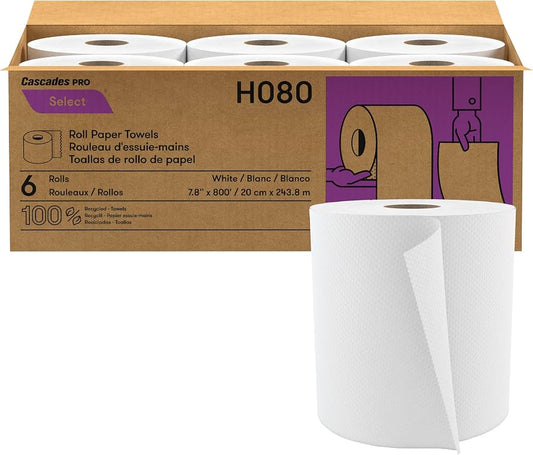 Cascades PRO Select® Roll Towel 8" x 800' x 1.75" core, White