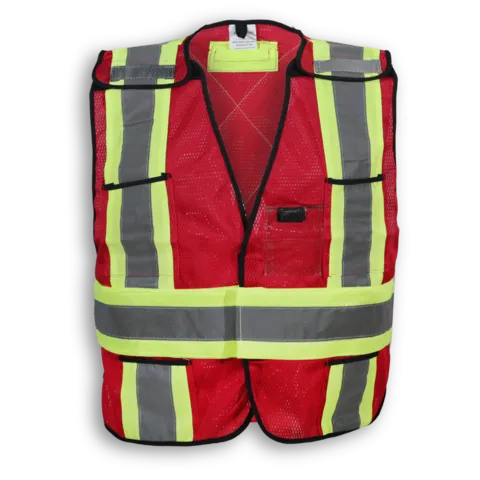 Safety Vest Soft Mesh Red, 5 Point / CSA - O/S