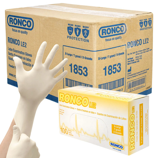 Ronco LE2 Latex Examination Gloves PF/MG, 4mil