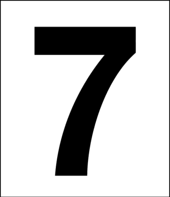Number 7, 3-1/2", White Vinyl