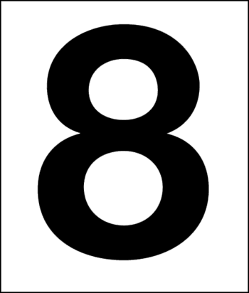 Number 8, 3-1/2", White Vinyl