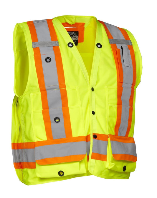 Hi Vis Safety Surveyor's Vest Lime