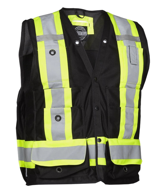 Hi Vis Safety Surveyor's Vest Black