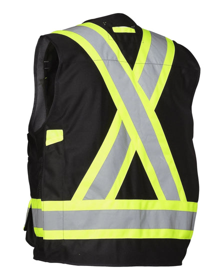 Hi Vis Safety Surveyor's Vest Black