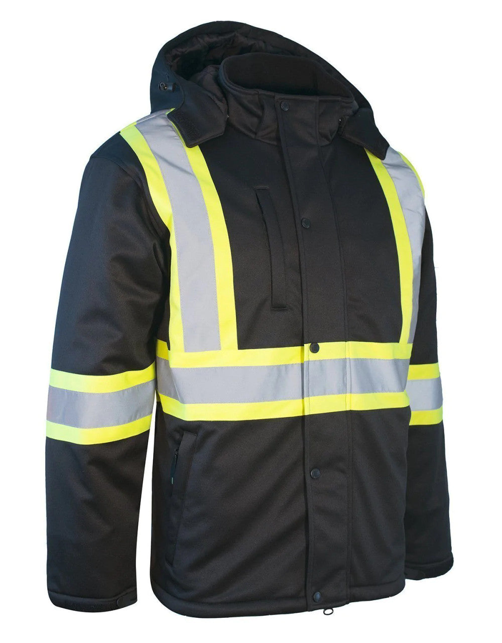 Black Hi Vis Safety Softshell Insulated Winter Jacket