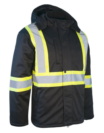 Black Hi Vis Safety Softshell Insulated Winter Jacket