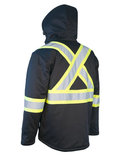 Black Hi Vis Safety Softshell Insulated Winter Jacket