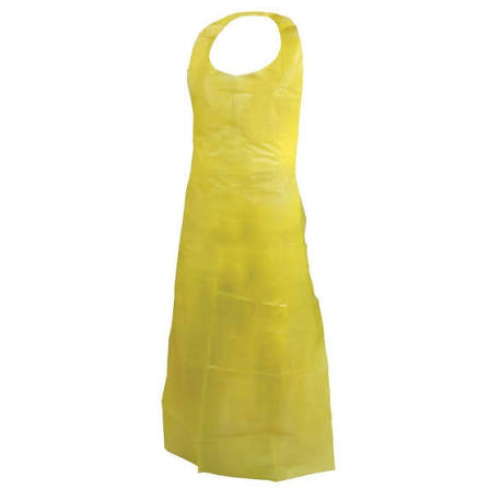 Yellow Disposable Polyethylene Apron, 46" x 3mil
