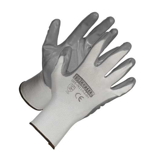 Grey Nitrile Palm on Black Nylon Glove
