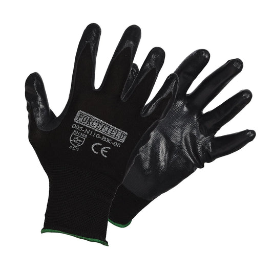 Black Nitrile Palm on Black Nylon Glove