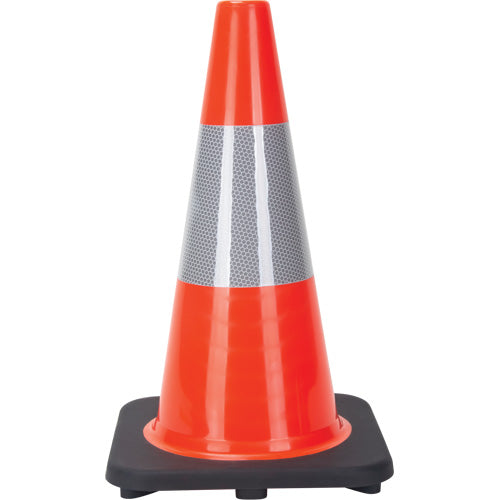 Traffic Cone, 18", Orange, 6" Reflective Collar