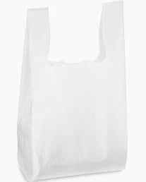 HDPE White T Shirt Bag, 7 + 5 x 16 x 12mic, Small