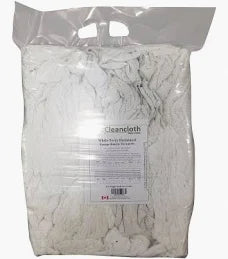 Recycled Material Wiping Rags, Cotton, White, 10 lbs