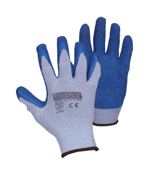 Grip Work Glove, Palm Coated with Blue Crinkle Latex