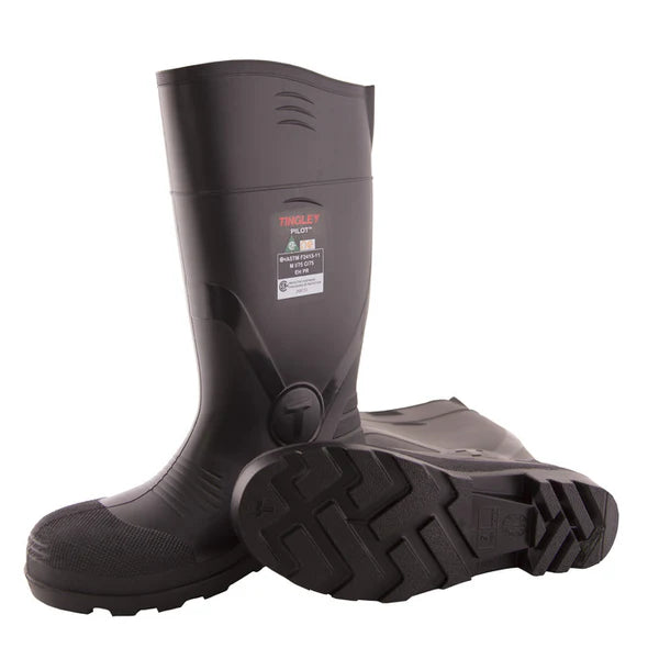 Tingley Pilot Black Knee Boot, Calf Relief Expansion, CSA