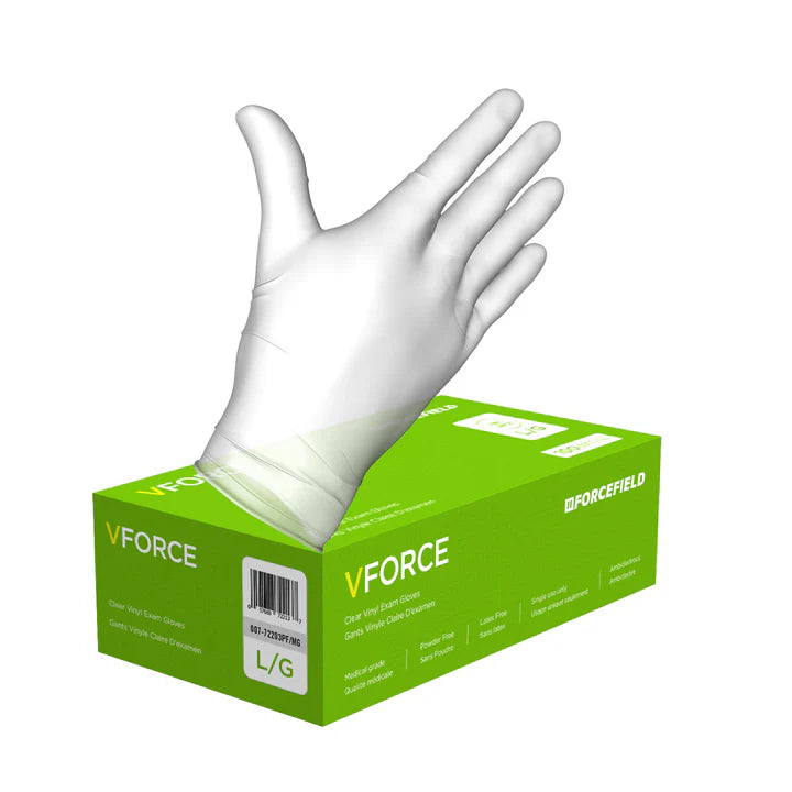 VForce Clear Vinyl Disposable Glove 4mil, PF/FG